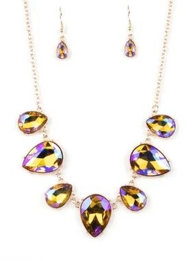 NEW | PAPARAZZI Otherworldly Opulence Multi Gold-tone Necklace & Earring Set